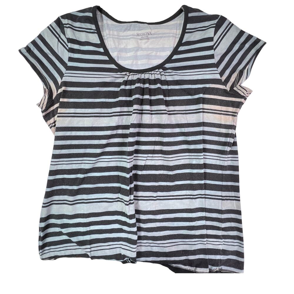 Merona Striped Scoop Neck Short Sleeve Striped Tee Shirt Plus Size XXL